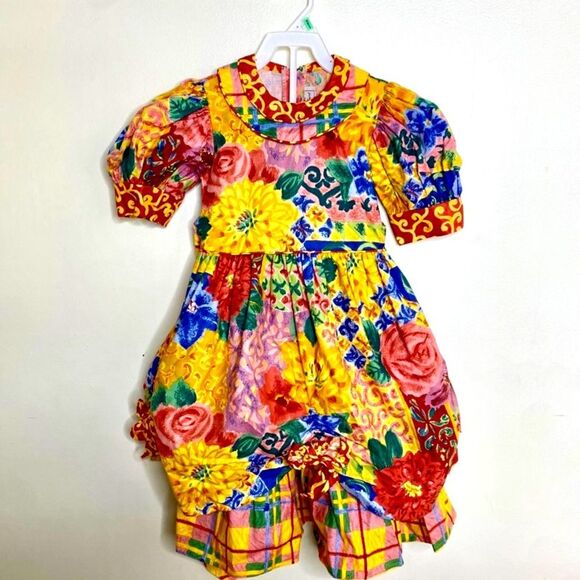 Vintage 1990s Sarah Hent Two Tiered Floral Dress